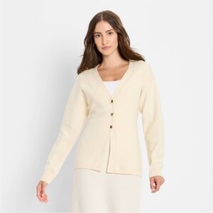 Women's Nipped Waist Cardigan - Future Collective Cream M NWT